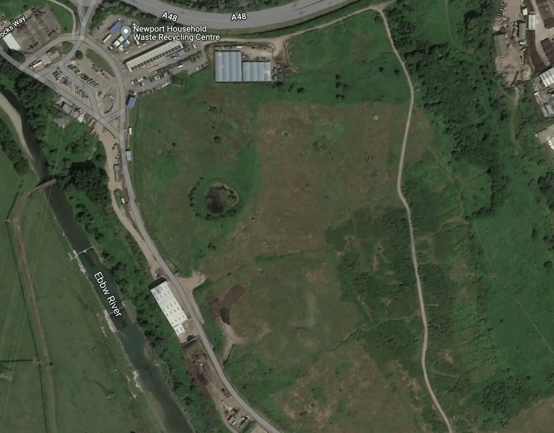 Google Maps satellite view of the landfill site in Newport, Wales, famous in bitcoin nostalgia for the lost hard drive containing thousands of BTC.